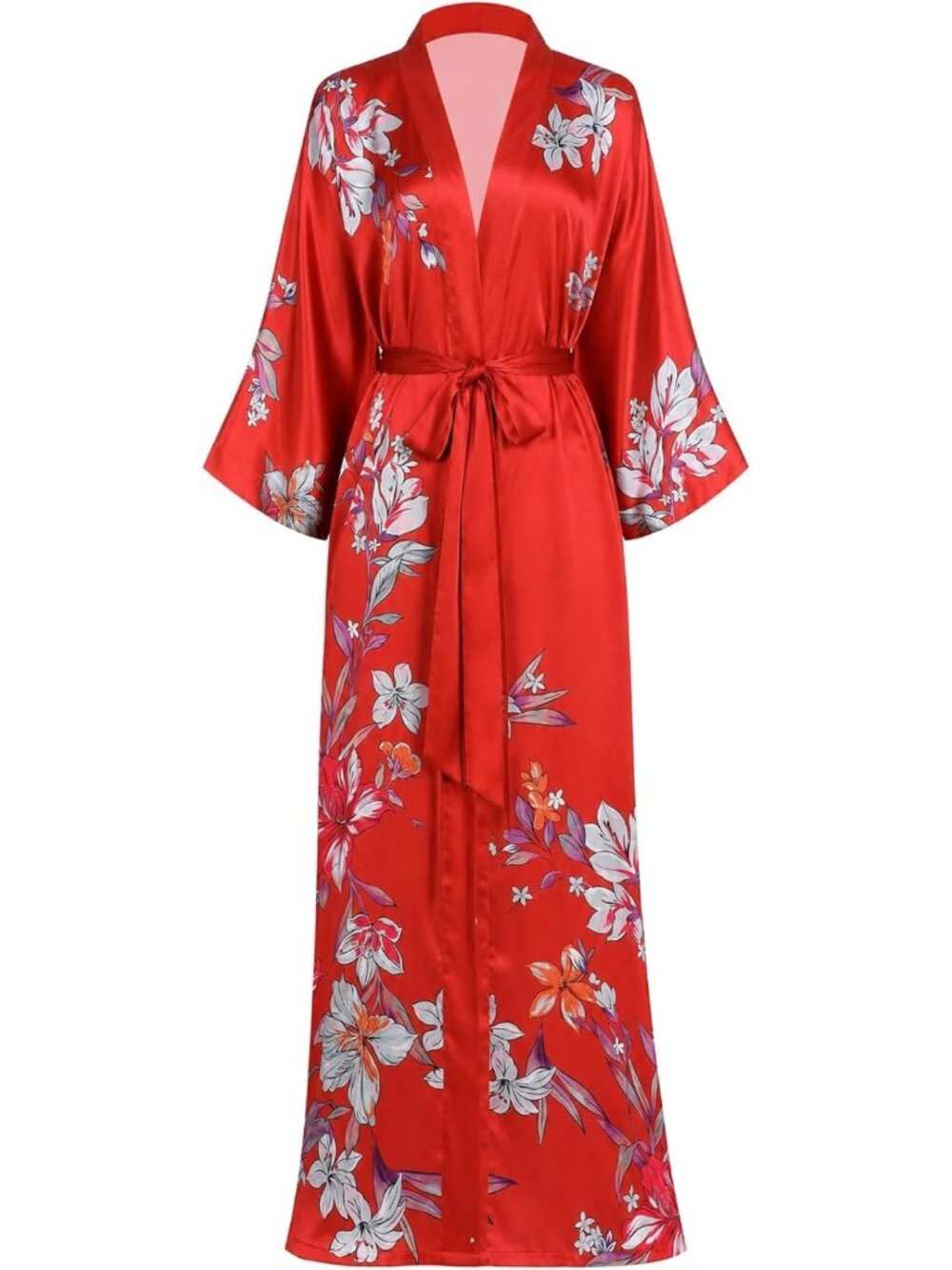 Floral Satin Kimono Robe for Women | Lightweight Elegant Lounge Wear for Spa